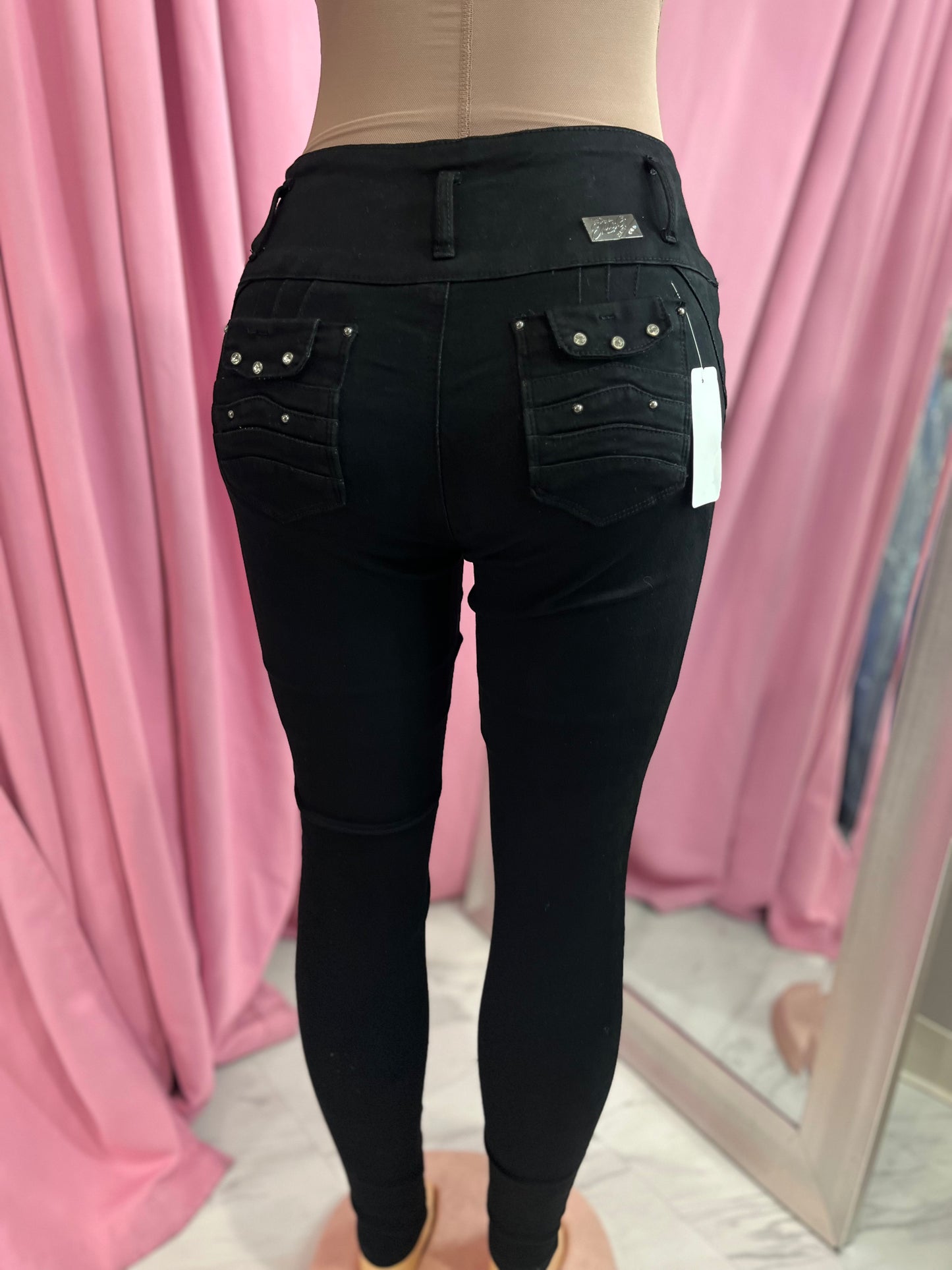 Colombian Jeans Bling Lavanta pompi pantalon color Negro