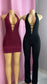 Black lace halter jumpsuit