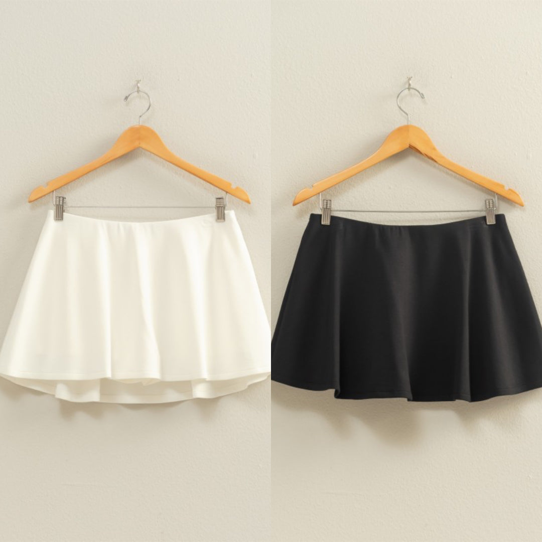 Flirty double knit mid waist skort