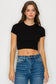 Cropped Short Sleeve Ribbed Top *Pink & Black*