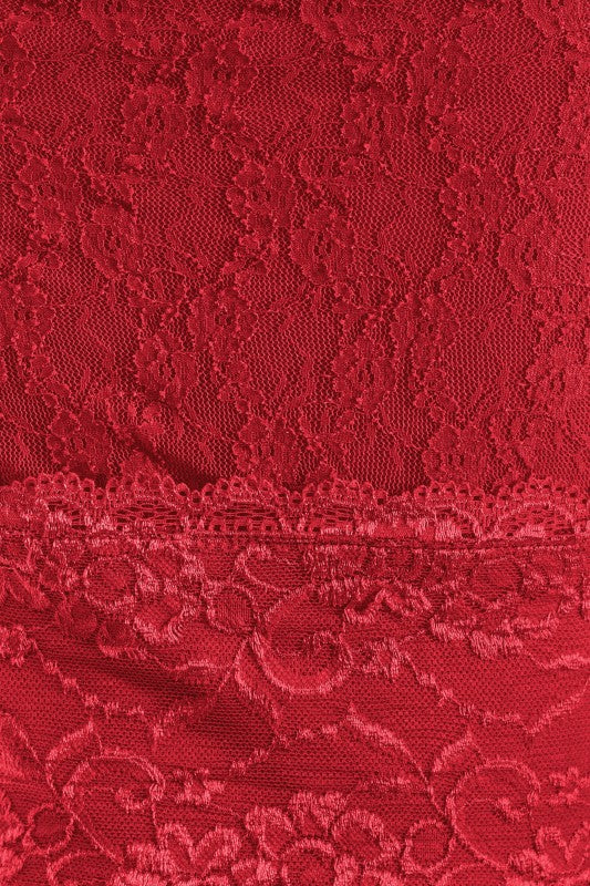 Lace Mini Halter Dress *Black and Red*