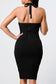 Black keyhole strap bodycon dress