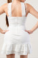 White ruffle neck detail mini dress