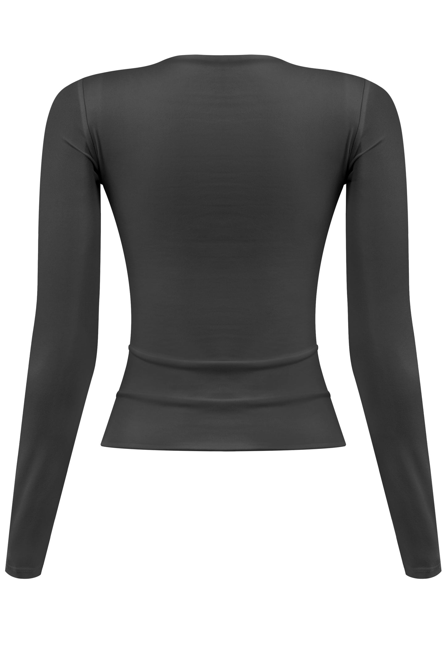 Black Long Sleeve Round Neck Solid Basic Top