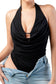 Rhinestone black halter body suit