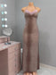 Pink Lace Leopard Halter Maxi Dress