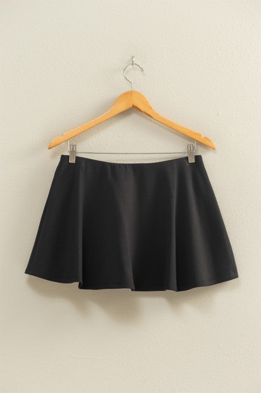 Flirty double knit mid waist skort