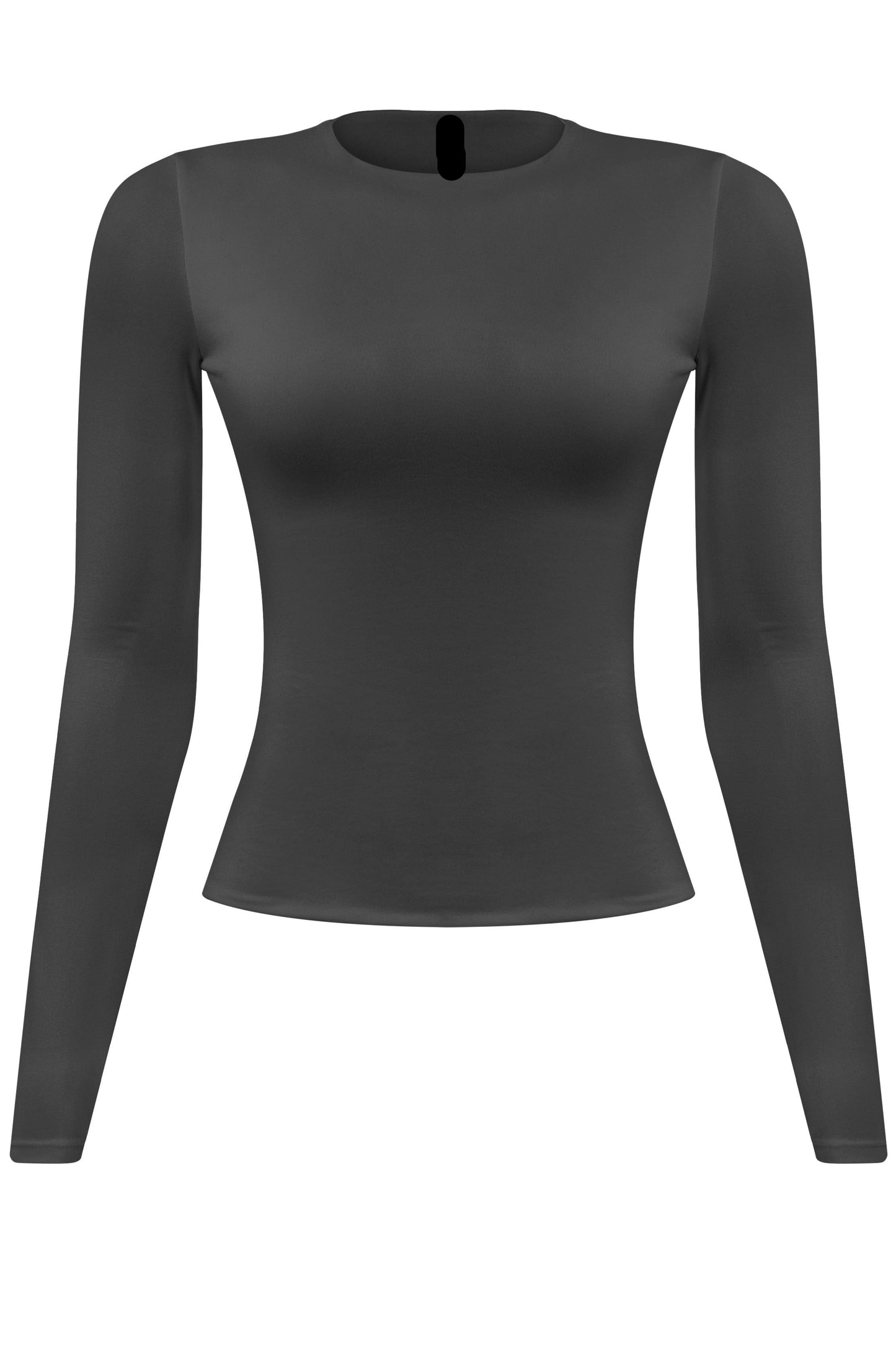 Black Long Sleeve Round Neck Solid Basic Top