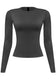 Black Long Sleeve Round Neck Solid Basic Top