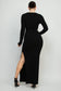 ribbed long sleeve slit maxi dress