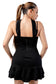 Black ruffle detail mini dress
