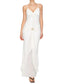 Ruffle Gold Detail Mesh Maxi Dress *ivory*